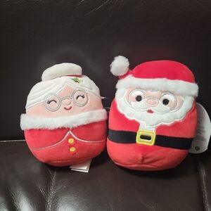 Brand New Squishmallows Red and White Santa and Mrs. Claus Plush Set